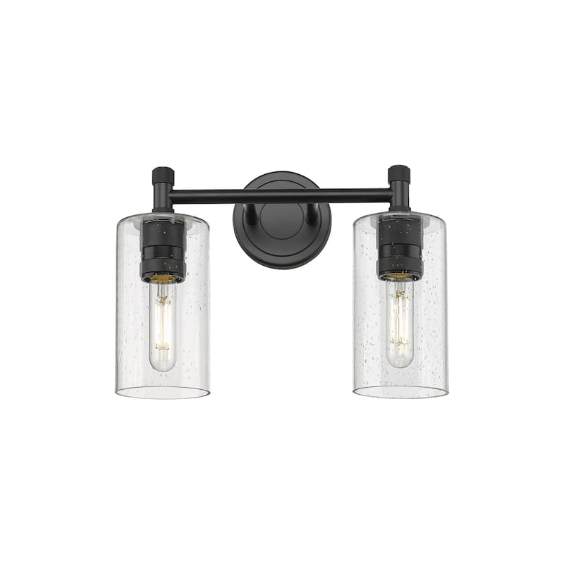 Innovations Lighting 434-2W-11-14 Crown Point Vanity Crown Point 2 - Matte Black / Seedy