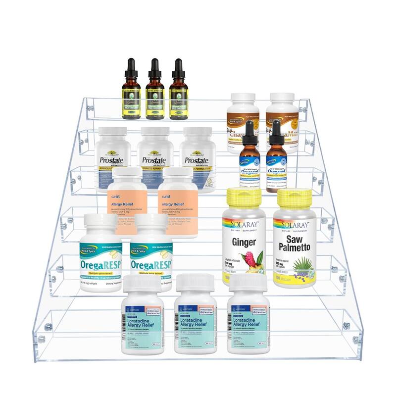 Tiered Spice Rack, Seasoning Organizer, Clear Acrylic Vertical Shelves Can Organizer Kitchen Organization & Storage - 6 Tier