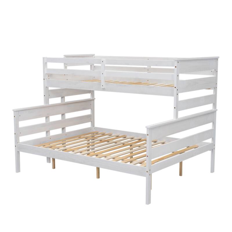 Twin XL Over Queen Bunk Bed with Ladder, Space-Saving Design, White