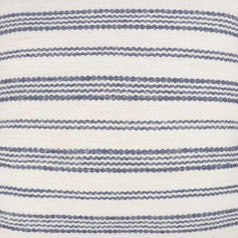 Handwoven Reversible Striped Outdoor Throw Pillow Cover - 20" - Cream and Blue