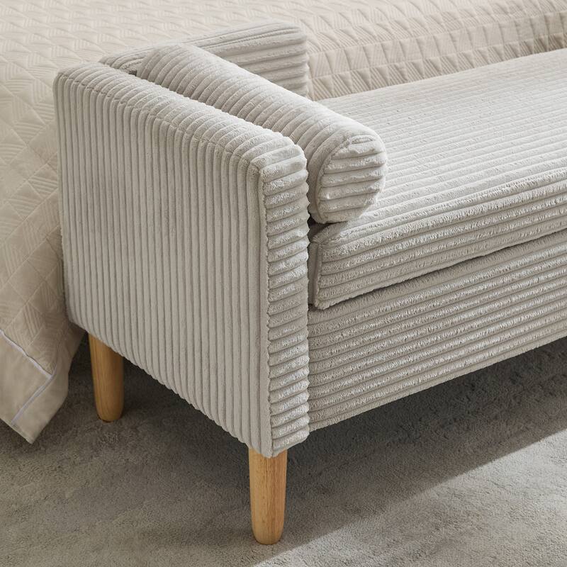 65.4"W End of Bed Storage Bench,Modern Ottoman Bench with Arms and Pillows