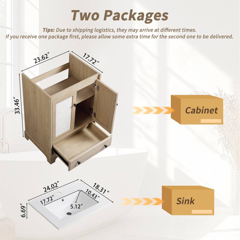 GDFStudio - Nathan Modern Freestanding Bathroom Vanity with Ceramic Sink and Soft-Close Storage Drawer