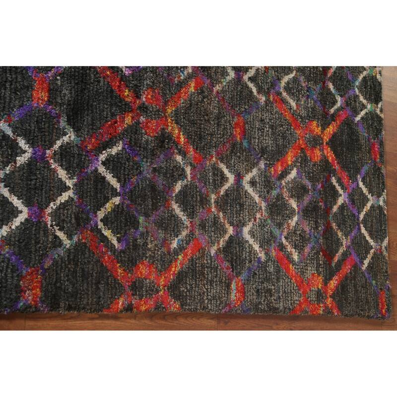 Trellis Abstract Persian Area Rug Hand-Knotted Wool Carpet - 5'8" x 8'6"