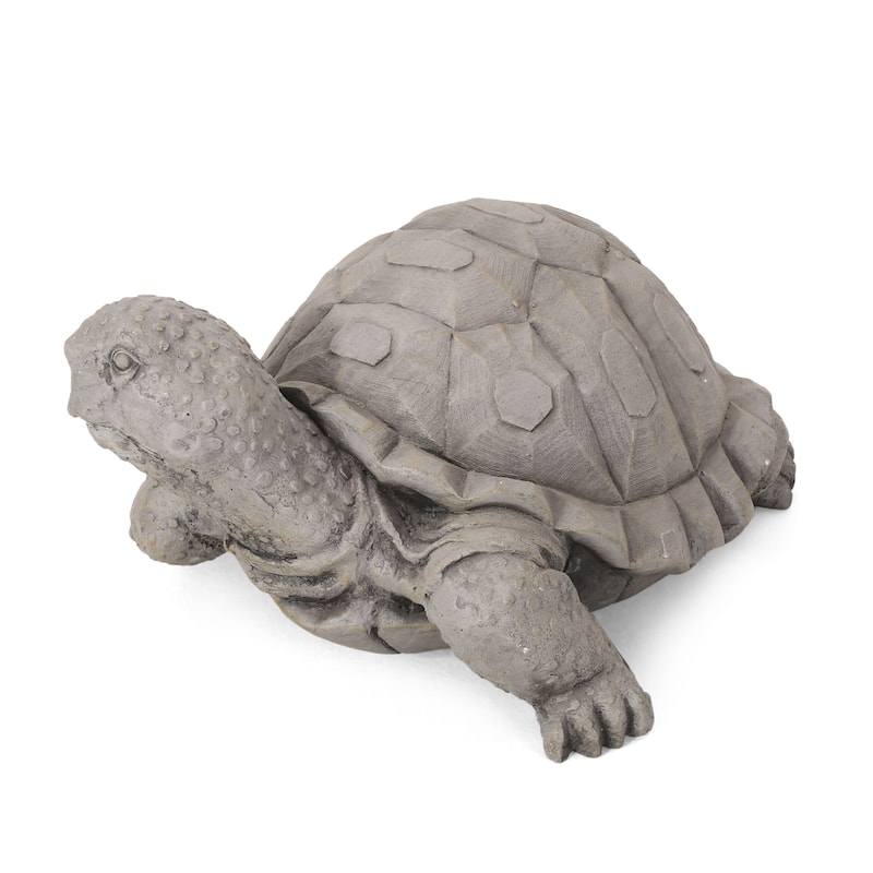 Roomfitters Outdoor Turtle Garden Statue, 15-Inch Cast Stone Decorative Sculpture in Lightweight Concrete, Dark Gray
