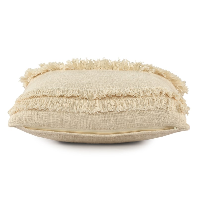 HomeRoots 14" X 20" Cream Cotton Throw Pillow With Texture
