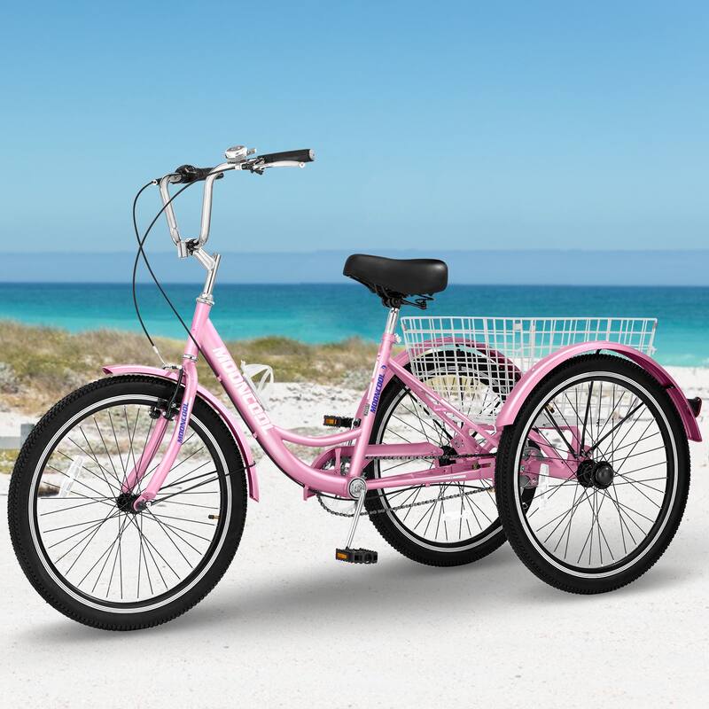 Docred 16" and 24" Tricycle 1-Speed 3 Wheel Trike Bike with Basket