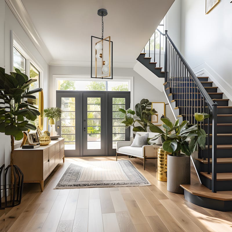 Modern Contemporary 4-Light Black Gold LED Chandelier Geometric Pendant Lights for Dining Room - 14.5" L x 13" W x 25.5" H