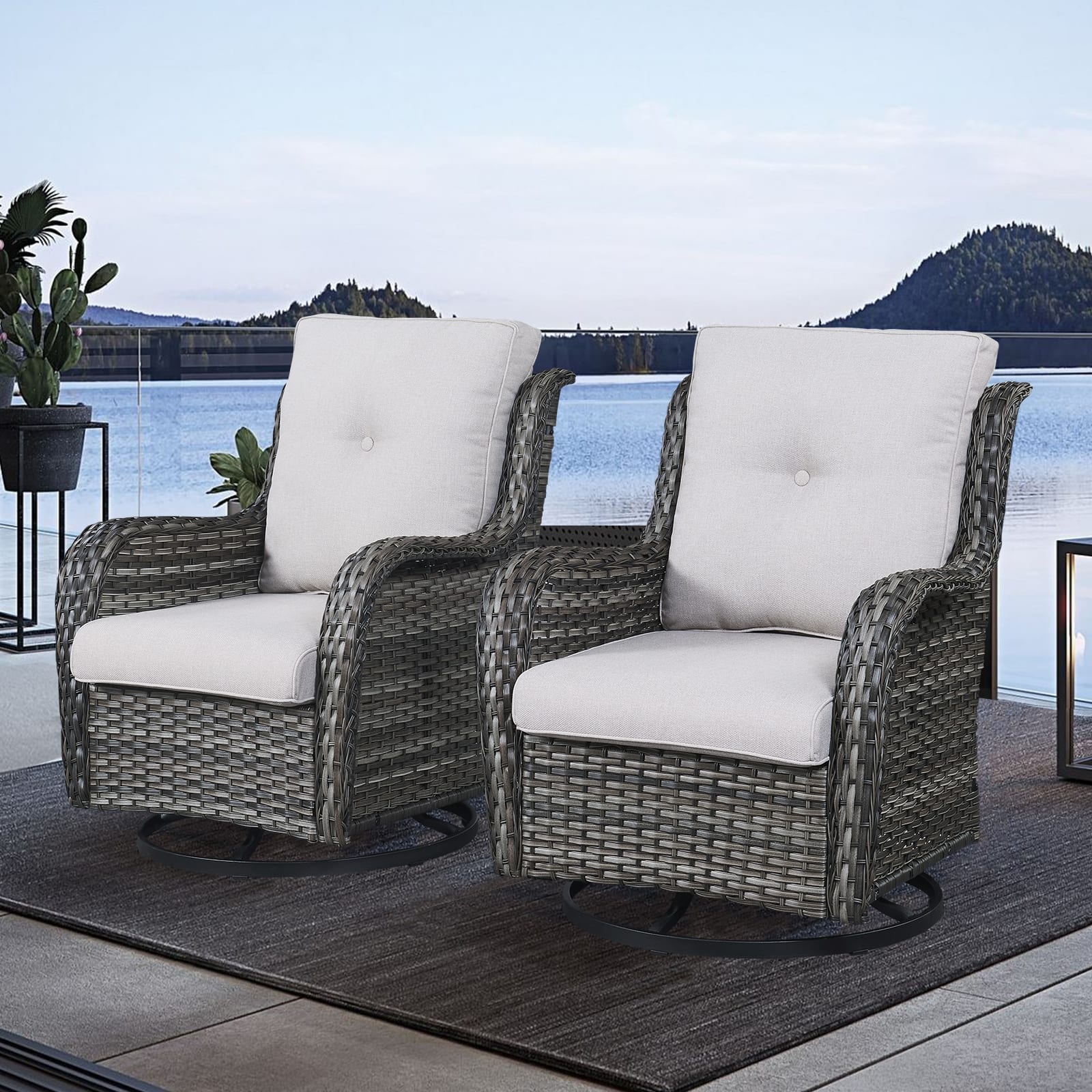 Option Grey Wicker / Beige Cushion