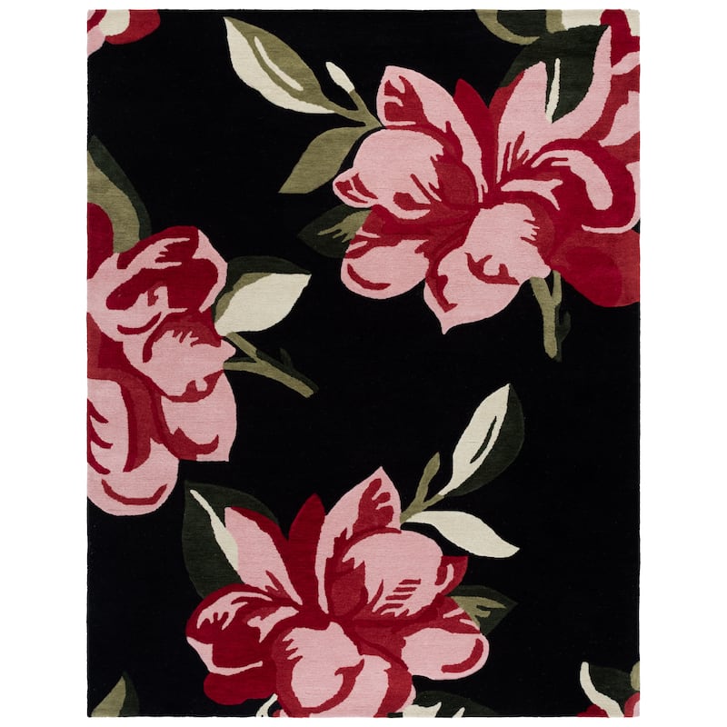 SAFAVIEH Handmade Jardin Milija Floral & Botanical Rug - 8' x 10' - Black/Pink