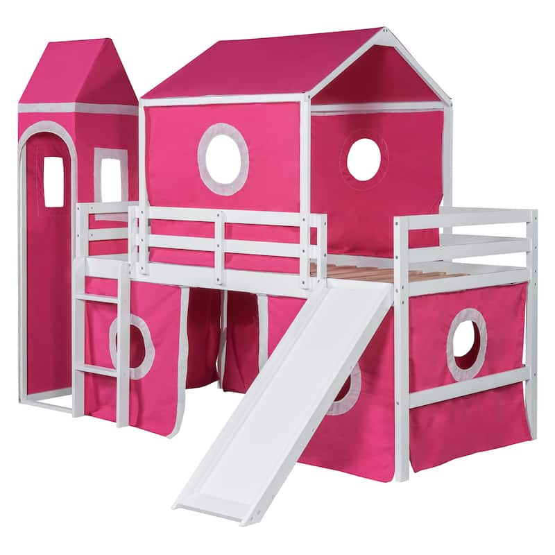 Loft Bed with Slide Tent and Tower