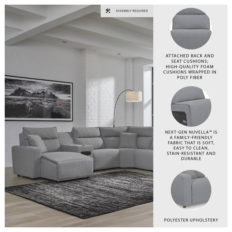 Signature Design by Ashley Modmax Gray 7-Piece Power Reclining Sectional with Chaise - 143" W x 143" D x 41" H