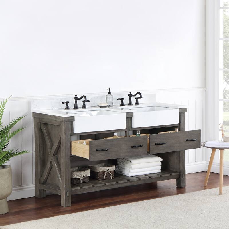 Villareal Bath Vanity with Composite Stone Top without Mirror