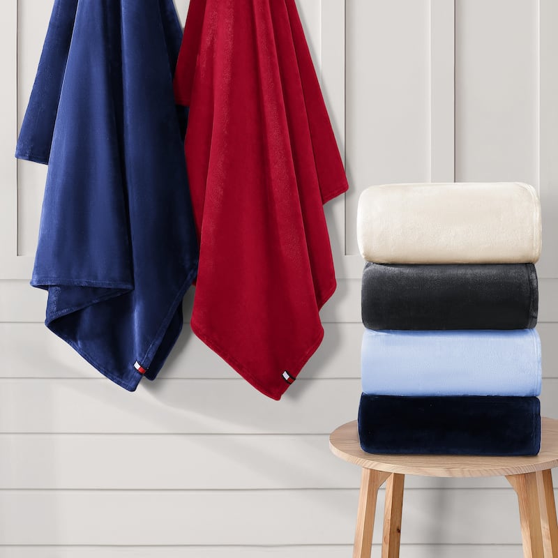 Tommy Hilfiger Solid Ultra Soft Plush Reversible Blanket