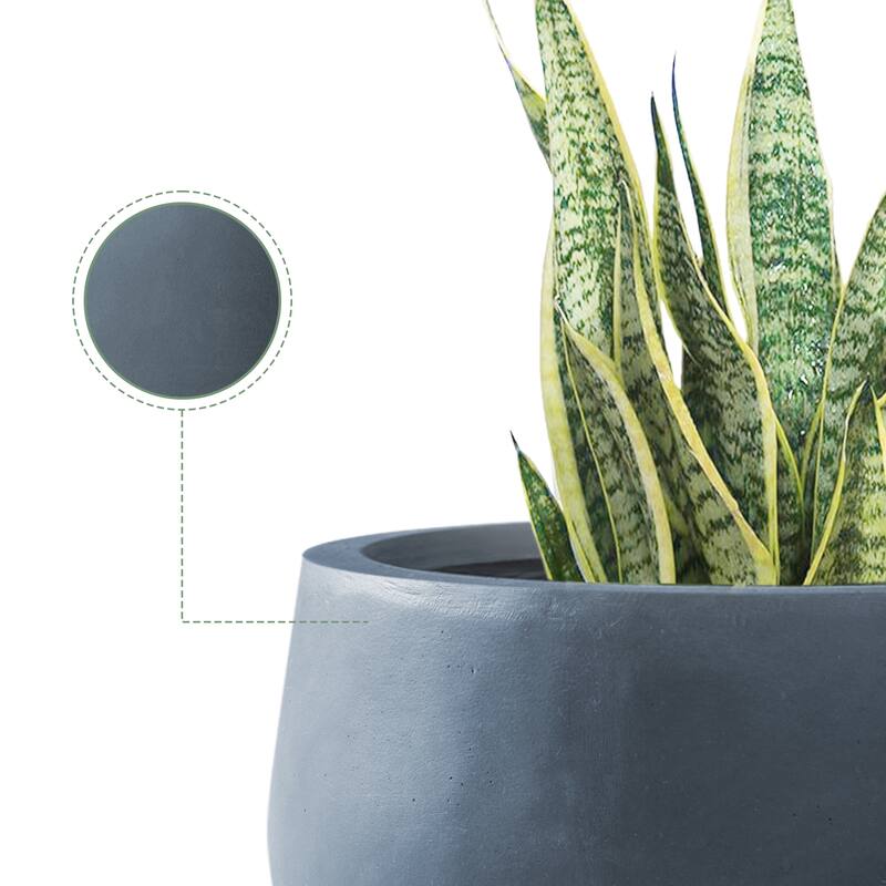 Durx-litecrete Lightweight Concrete Modern Low Bowl Cement Planter-Small - 11.8'x11.8'x5.9'