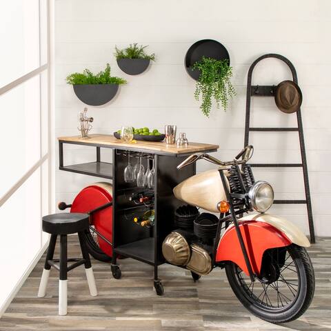 Metal 39"h Motorcycle Wine Rack, Red 39.0"H - 89.0" x 22.0" x 39.0"