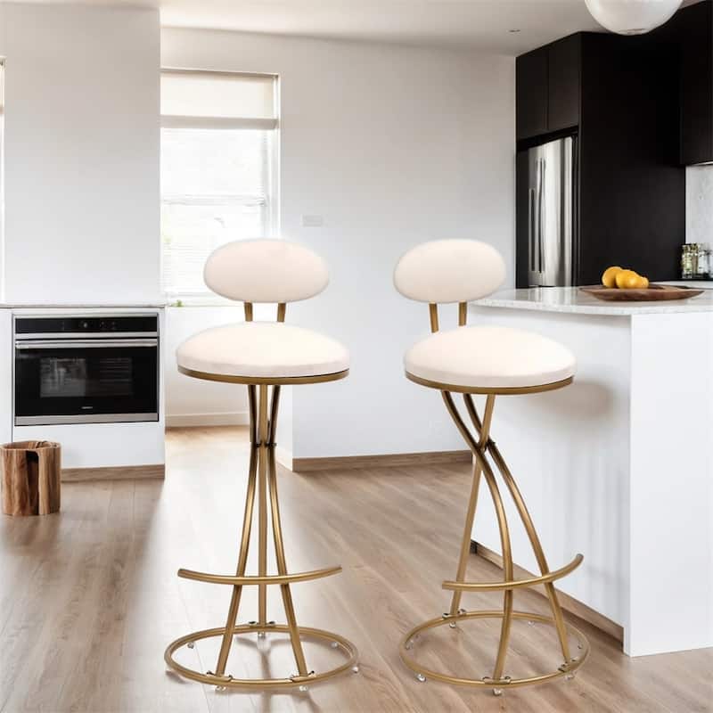 Armless Bar Stools Upholstered with Footrest and Back (Set of 2)