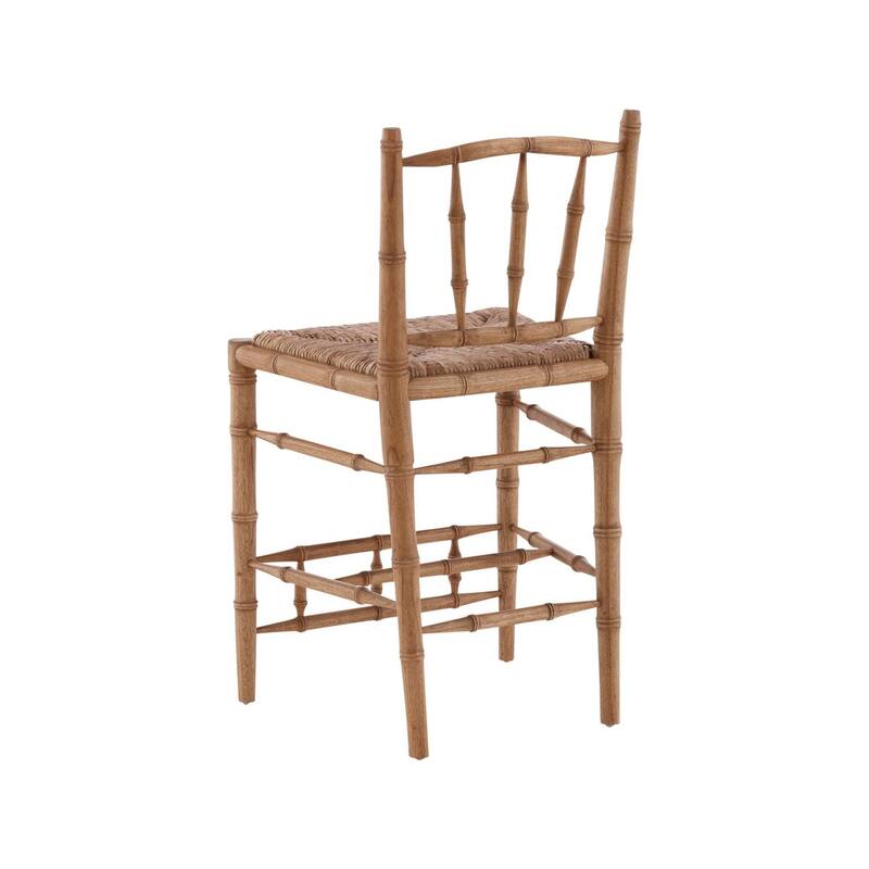 Furniture Classics Natural Mahogany Rush Seat Bamboo Counter Stool