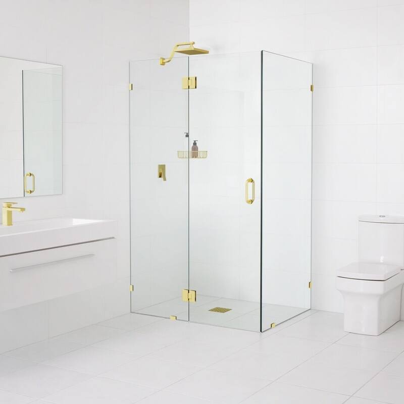 Glass Warehouse Frameless 90-degree Shower Enclosure - Polished Brass