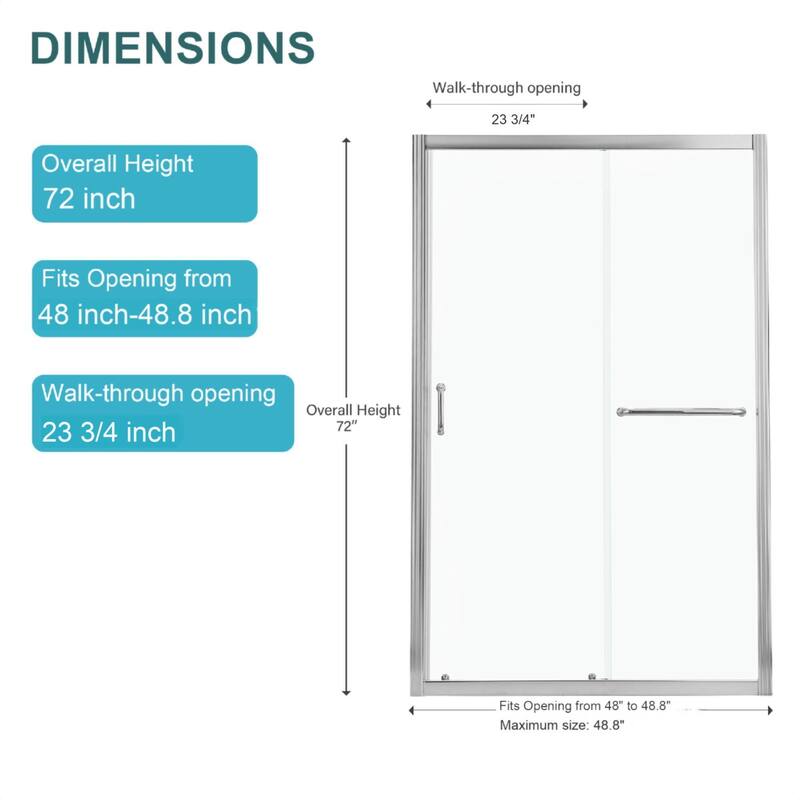Single Sliding Framed Shower Door with Tempered Glass