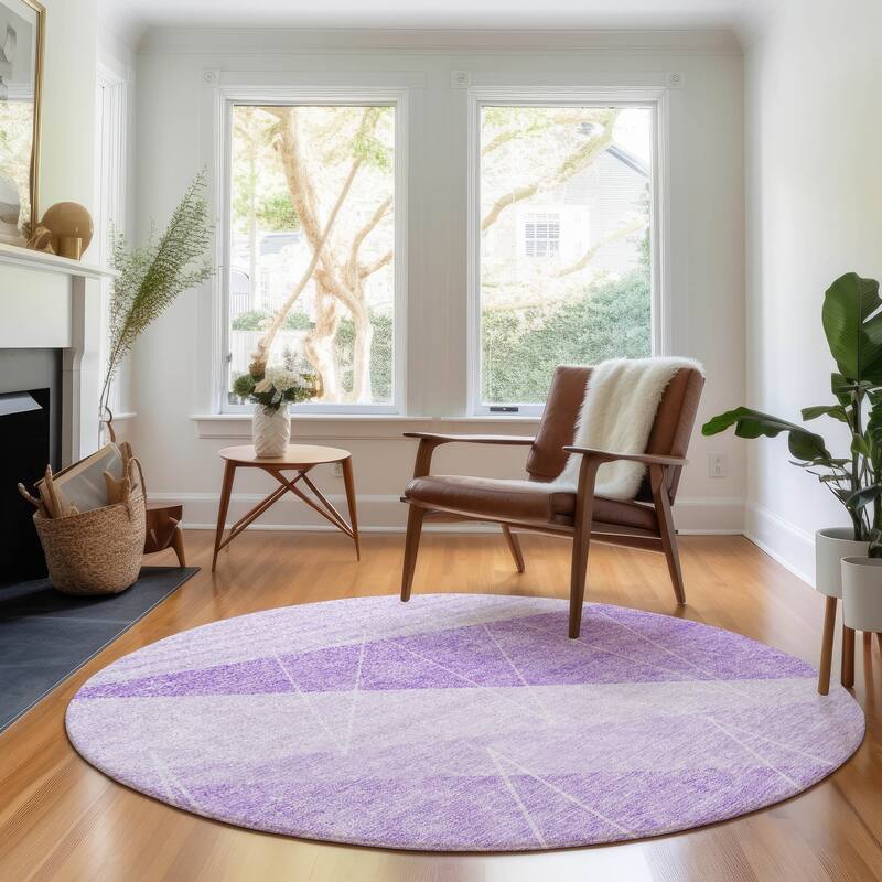 Premium Washable Super Soft Geo Abstract Mayfield Rug - Lavender - 8' x 8' - Round