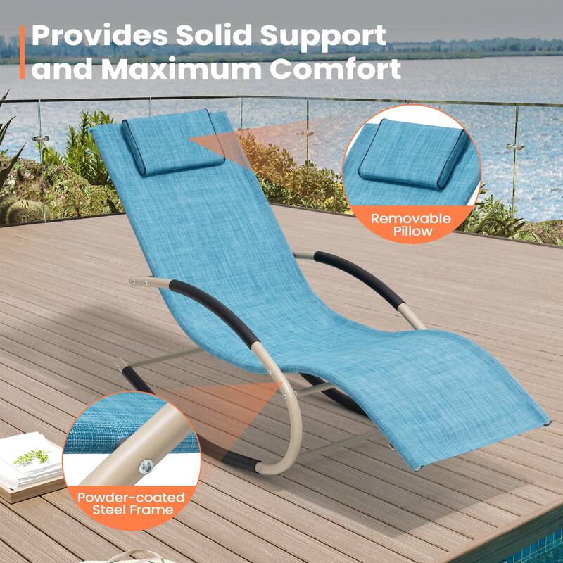 Pellebant Chaise Patio Rocking Chair with Pillow