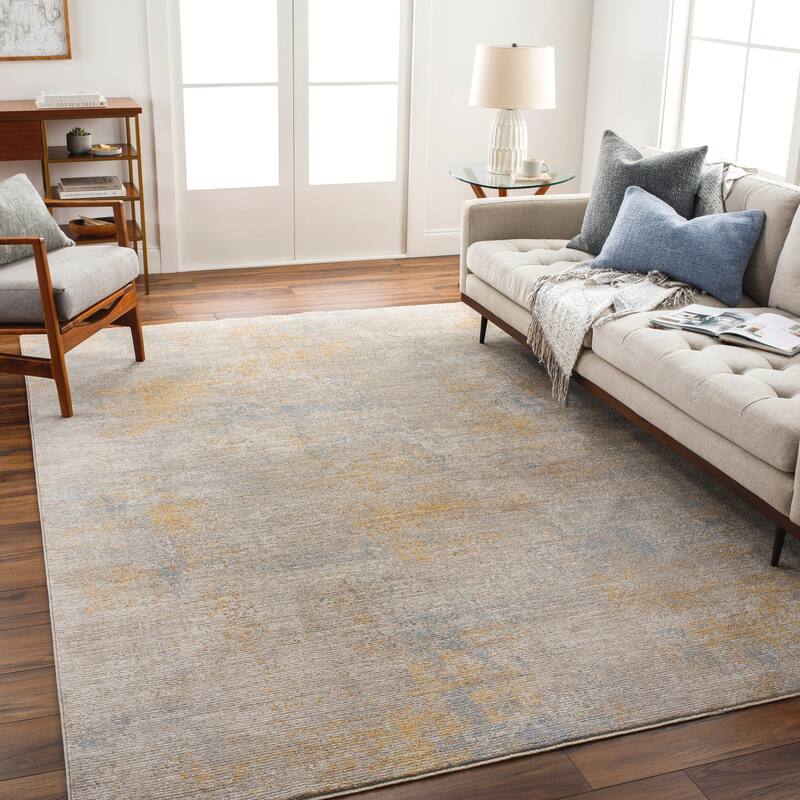 Artistic Weavers Alana Modern Abstract Area Rug - 7'10" Round - Taupe/Blue