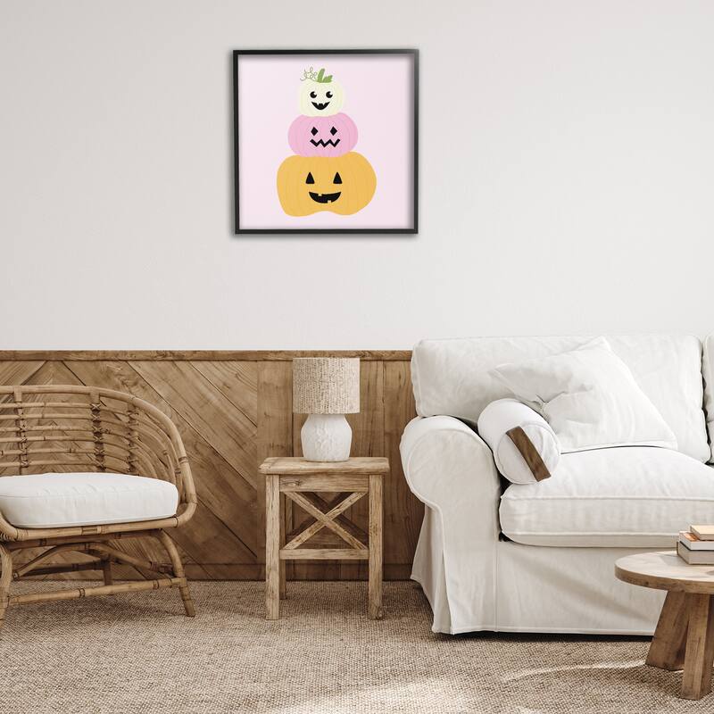 Stupell Pastel Happy Jack-o-Lanterns Framed Giclee Art Design By Sazerelli Designs