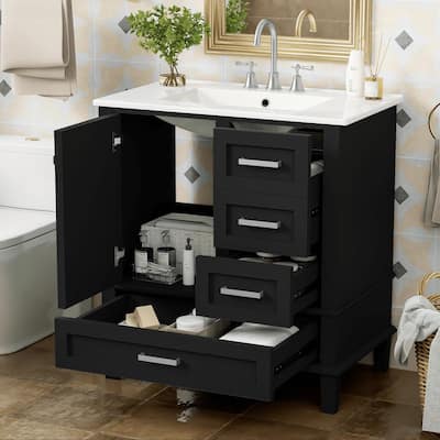 Modern 30" Bathroom Cabinet with Undermount Sink, Freestanding Design, and Ample Storage