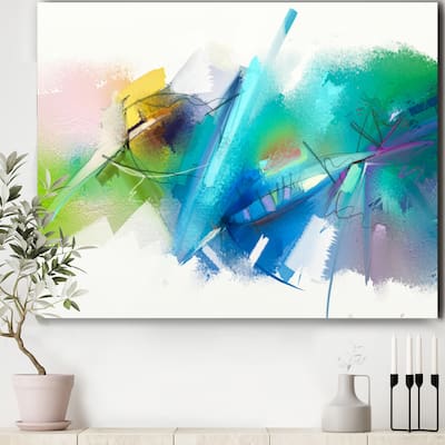 Designart "Abstract Dance Of Different Shades Of Blue II" Modern & Contemporary Canvas Wall Art Print