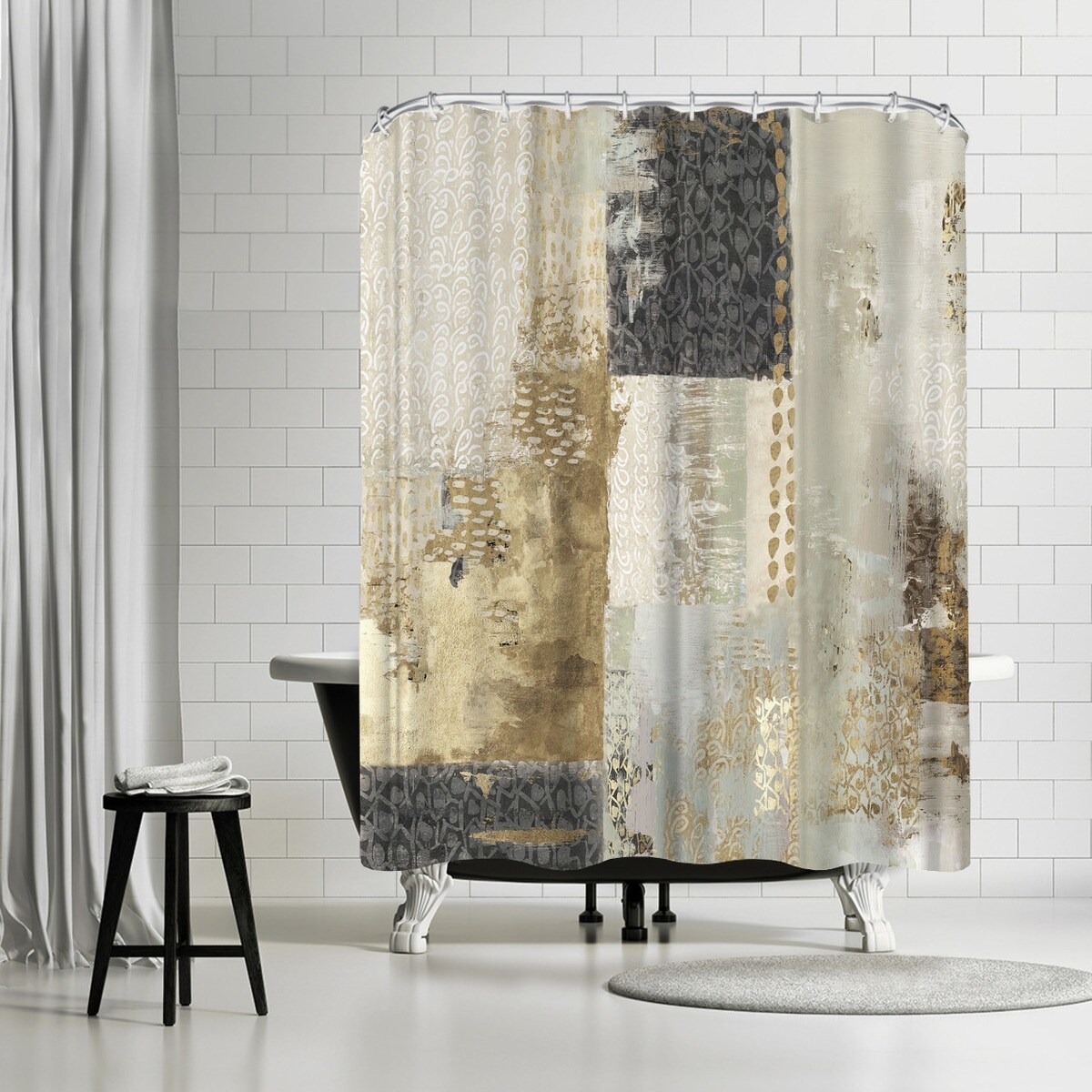 KRISIN Shower Curtain for Bathroom, Polyester Fabric Bathroom