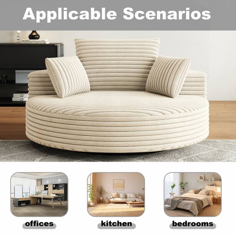 360 Degree Swivel Chair Corduroy Chenille Foam Single Sofa