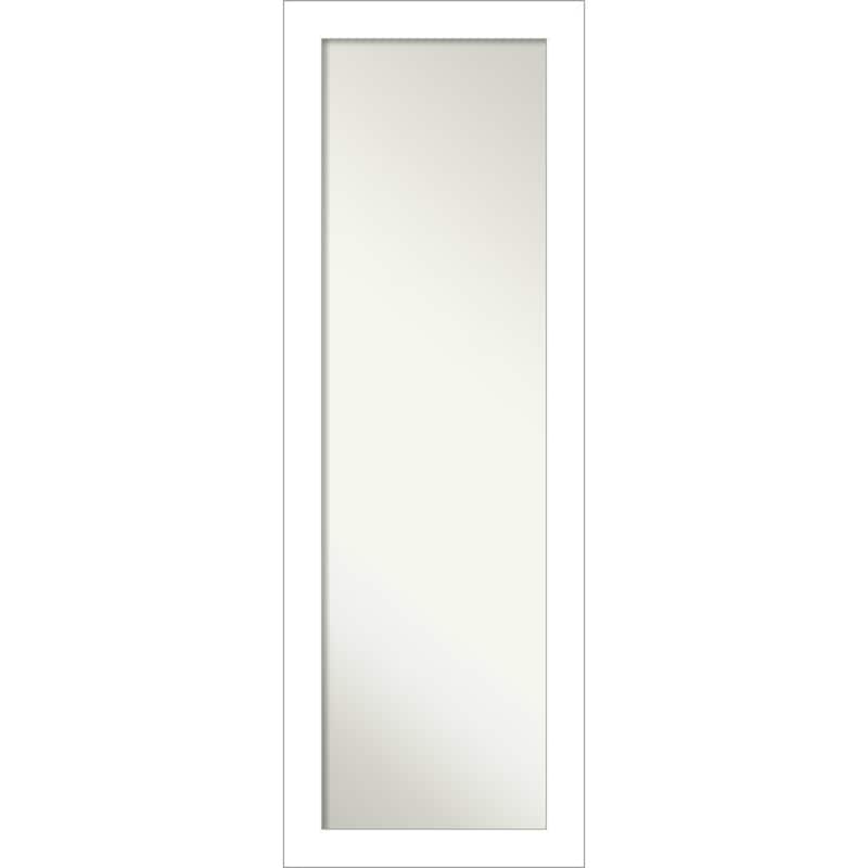 Non-Beveled Full Length On The Door Mirror - Wedge Frame - Wedge White - Outer Size: 18 x 52 in