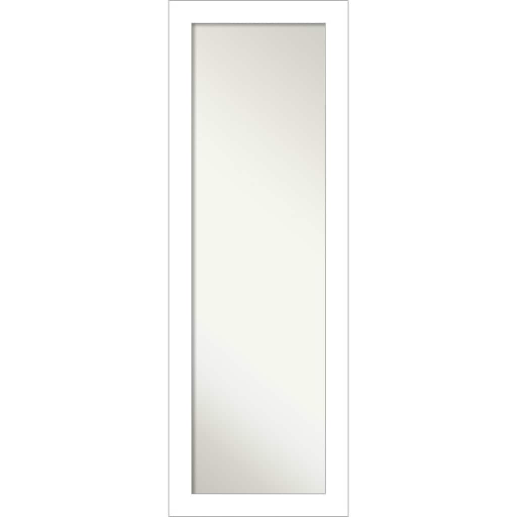 Non-Beveled Full Length On The Door Mirror - Wedge Frame - Wedge White - Outer Size: 18 x 52 in