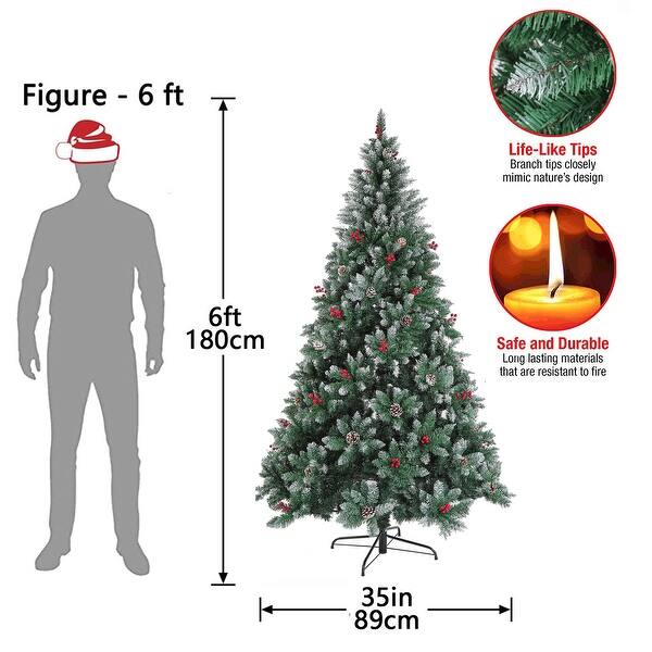 6ft Christmas Tree Artificial Full Xmas Trees with 150pcs LED,Green N