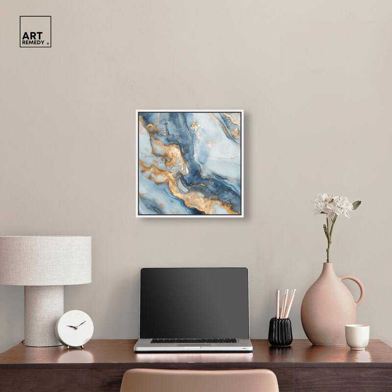 Golden Cloud Marble Canvas by Art Remedy