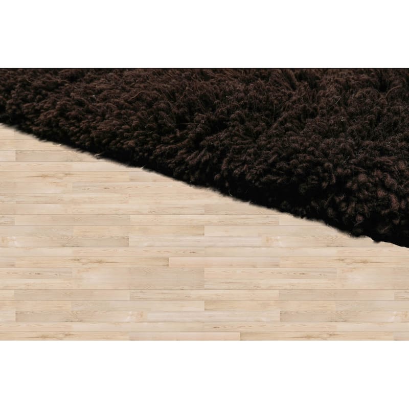 Hand Made Chocolate Shag Wool Modern & Contemporary Oriental Area Rug - 3' 2'' x 5' 3''