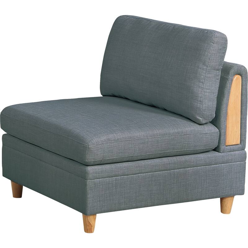 7pc Steel Gray Fabric Sectional Sofa Set - 4 Wedges, 2 Armless Chairs, 1 Ottoman