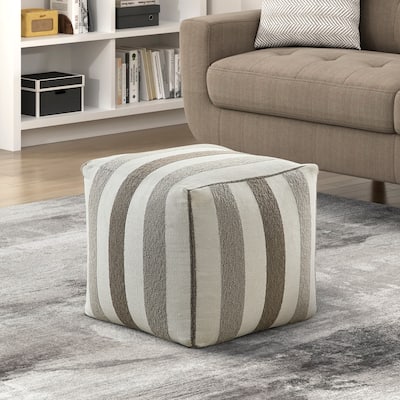 Modern Square Pouf Jacquard Fabric Upholstered Ottoman, Non-Slip Floor Pouf, Bean Bag Chair, 1pc Sitting Pouf