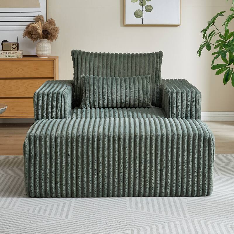 Cozy 62.5-Inch Recliner Chair with Footrest - Plush No Assembly Sofa for Indoor Relaxation