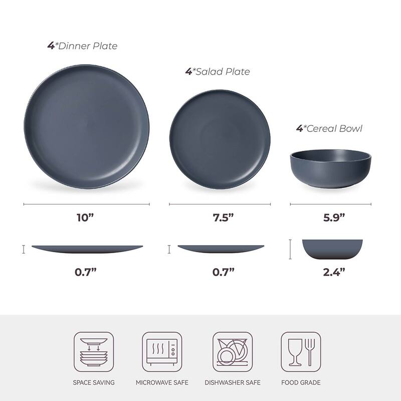 12PCS Stoneware Dinnerware Set, Microwave Dishwasher Safe Stackable