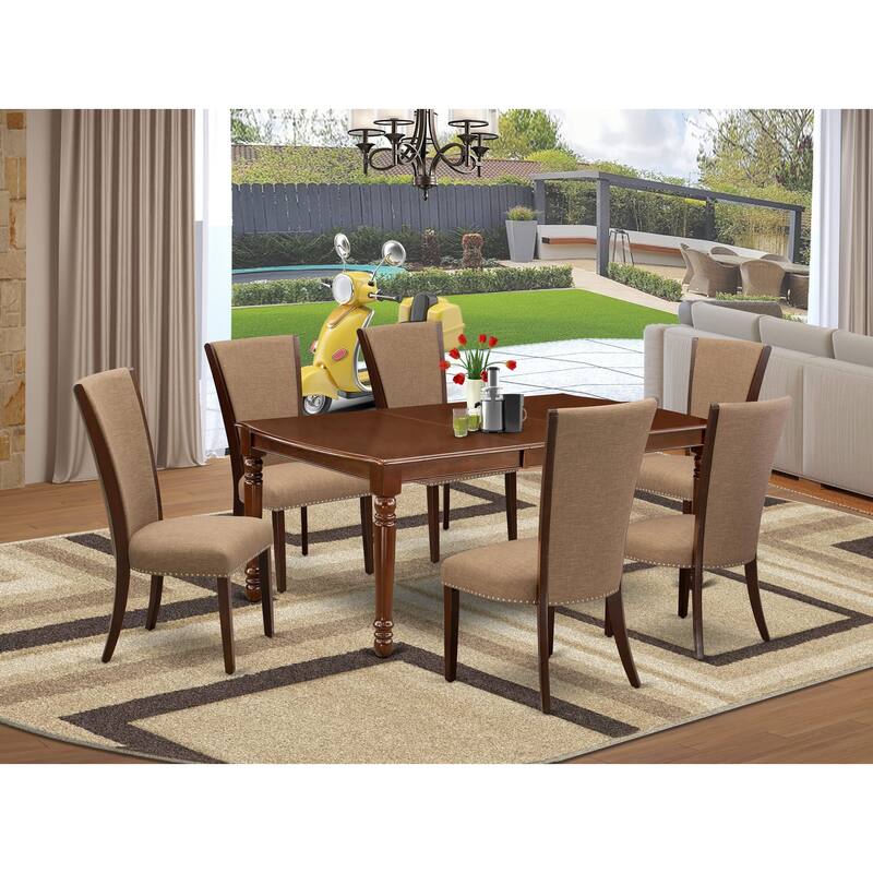 East West Furniture Dinette Set- a Rectangle Dining Table and Linen Fabric Dining Chairs, Linen White (Pieces & Finish Options) - DOVE7-MAH-47