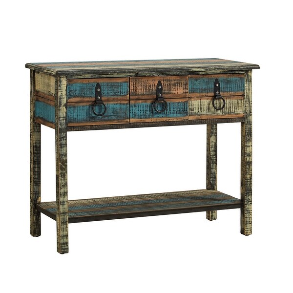 Powell Home Fashions 114 225 Calypso 38 1 2 Inch Wide Fir Wood Console Table Wit Colorful