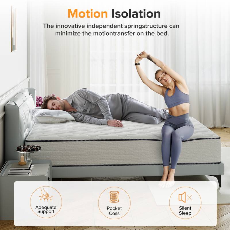 IFLUOUS 10in. Innerspring Hybrid Pressure Relief and Cooling Plush Mattress with CertiPUR-US, SGS and OEKO-TEX Certified