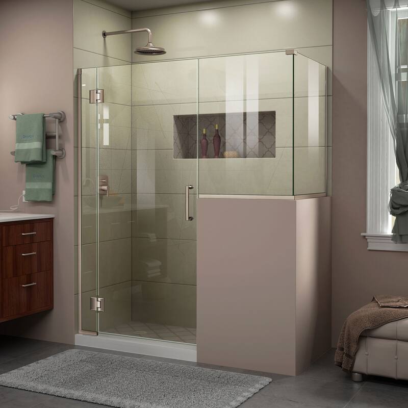 DreamLine Unidoor-X 60 in. W x 36 3/8 in. D x 72 in. H Frameless Hinged Shower Enclosure - 36.38" x 60" - Brushed Nickel Finish