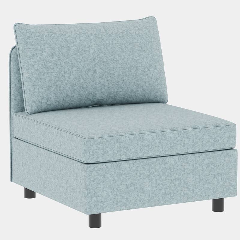 Blue 129'' Convertible 8 Seater Modular Sectional Sofa with Storage Ottoman, Comfortable Sleeper Options