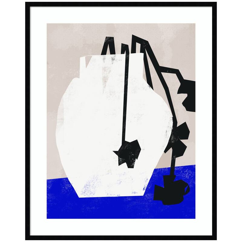 Kate and Laurel Abstract Blossoms by Little Dean Framed Wall Art Print - 33 x 41 - Black