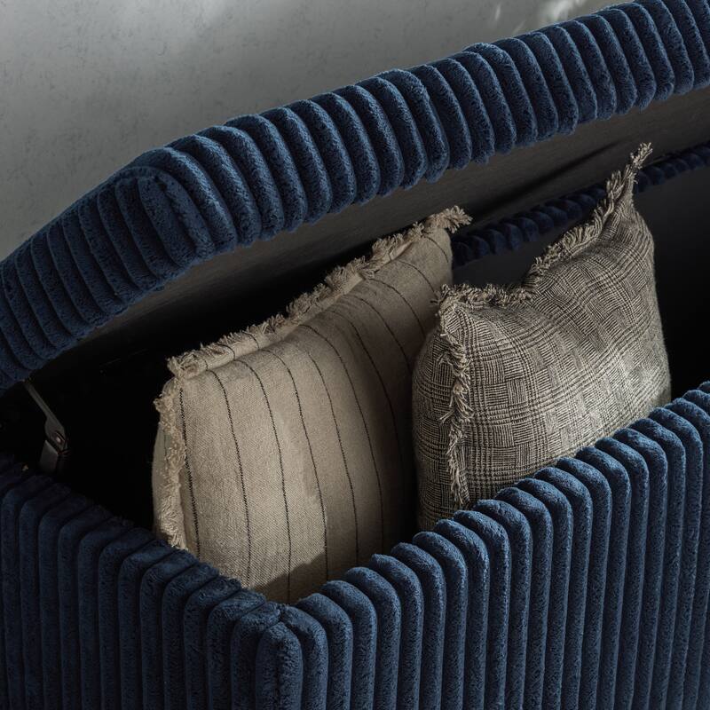 SAFAVIEH Couture Lynzie Plush Corduroy Storage Bench - 55"W x 21"D x 19"H