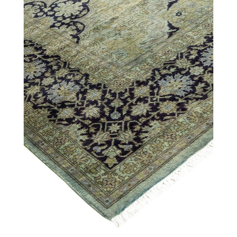 Overton Hand Knotted Wool Vintage Inspired Modern Contemporary Overdyed Gray Area Rug - 6' 1" x 8' 8"