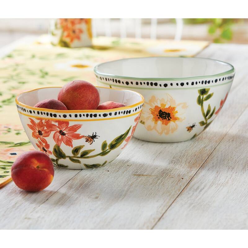 Bee Floral Bowl Set/2 - 10 x 10