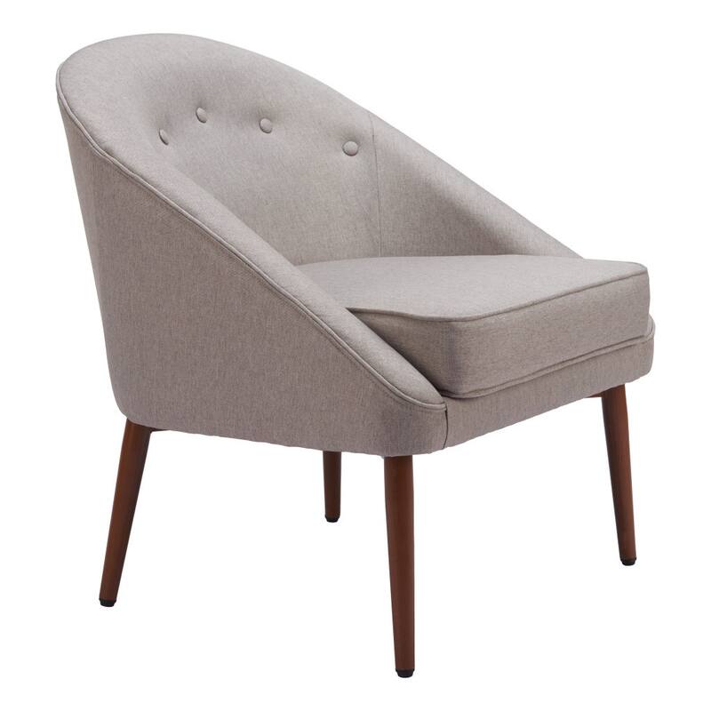 HomeRoots 28" Gray And Brown Fabric Tufted Barrel Chair - 28.3' X '31.7' X '30.3